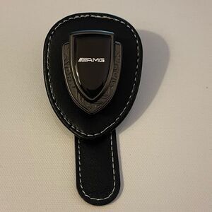 AMG Mercedes Sunglass Holder for Car with Logo Black PU Leather NWT